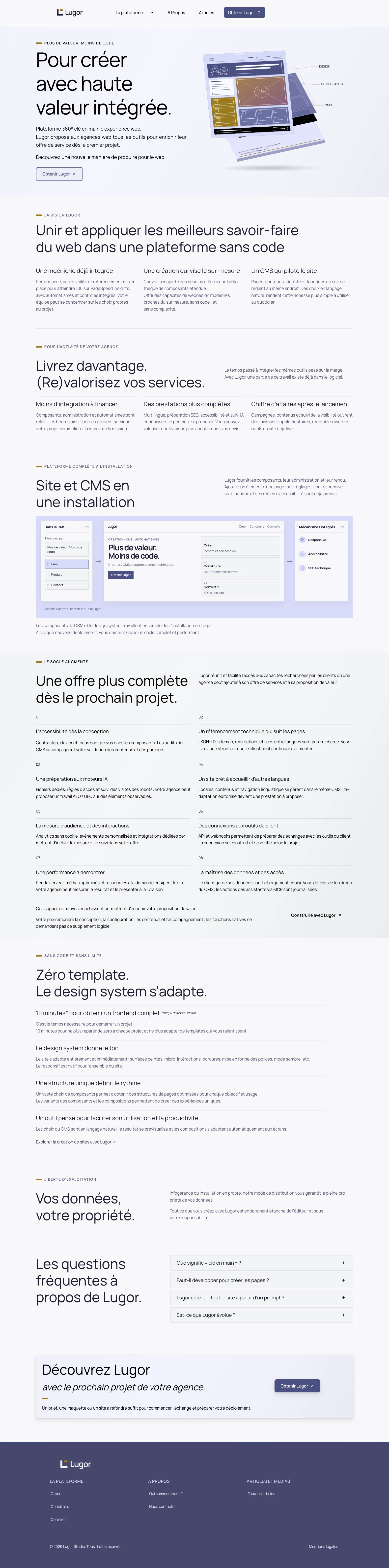 Capture d'écran Lugor homepage version revue.